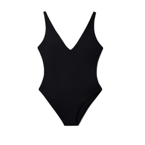 Everlane Black‎ One Piece V Neck Swimsuit New XXL